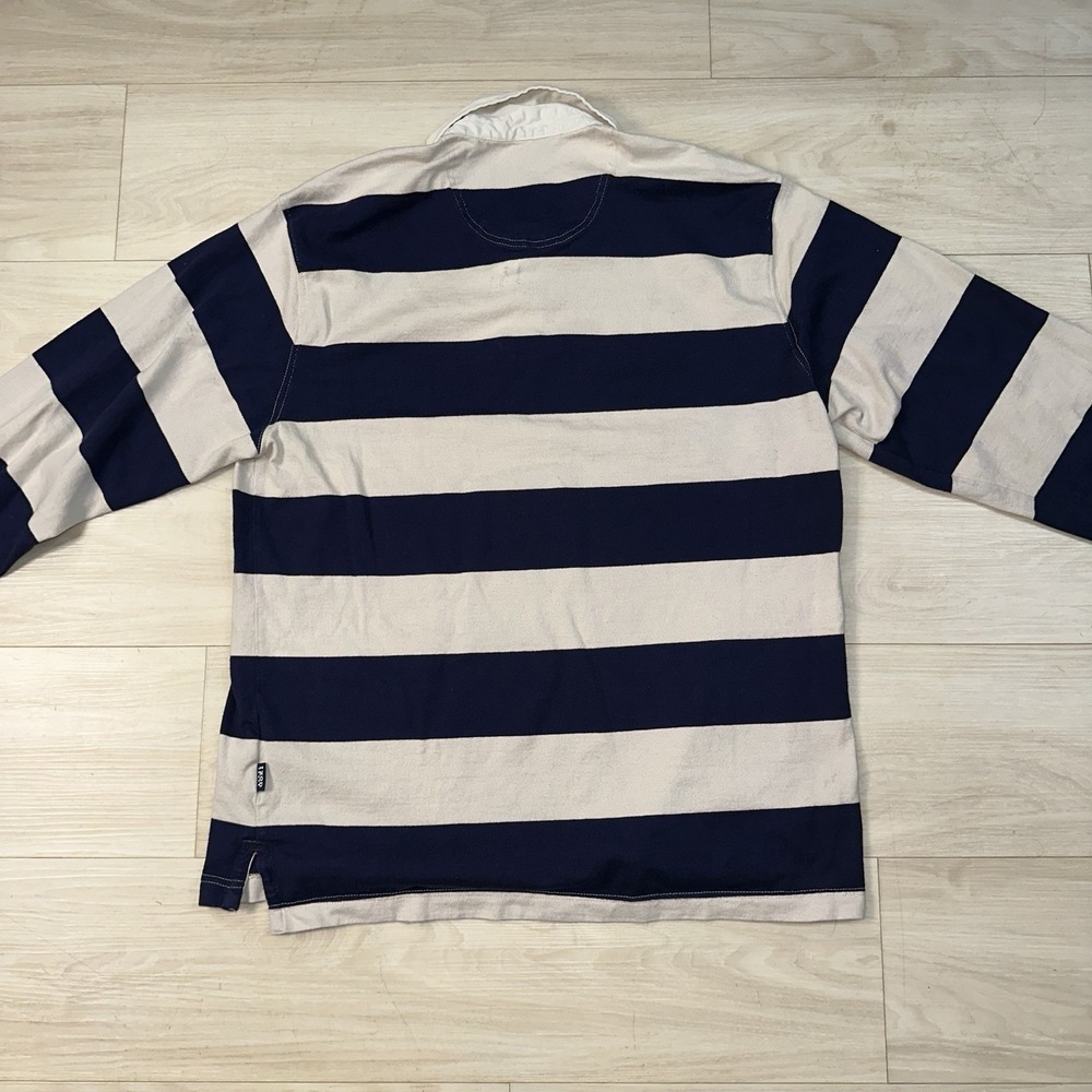 IZOD Varsity Rugby shirt Mens Navy striped Long Sleeve Size Large Sporty Classic - Picture 3 of 9